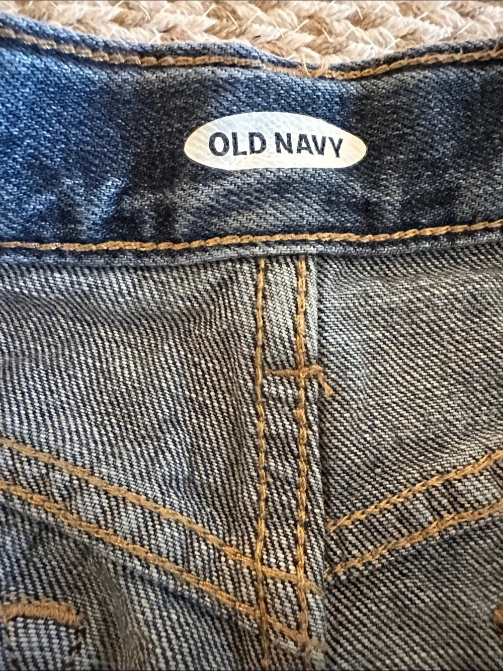 Old Navy Dark Blue High-Rise Distressed Denim Shorts